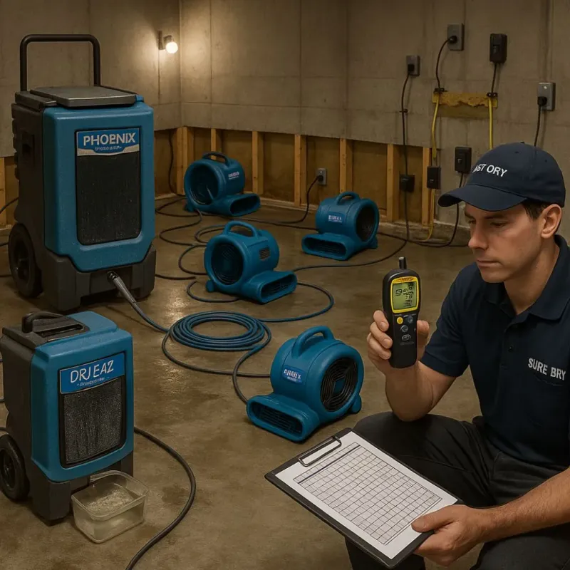 Structural Drying and Dehumidification process in Morristown, NJ
